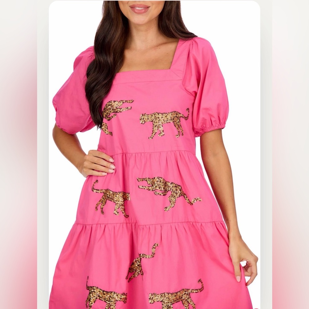 Mud Pie Pink Dress with Leopard Accents - Picture 7 of 7